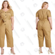 Short-Sleeve V Neck Utility Jumpsuit | Sizes 0X-4X
